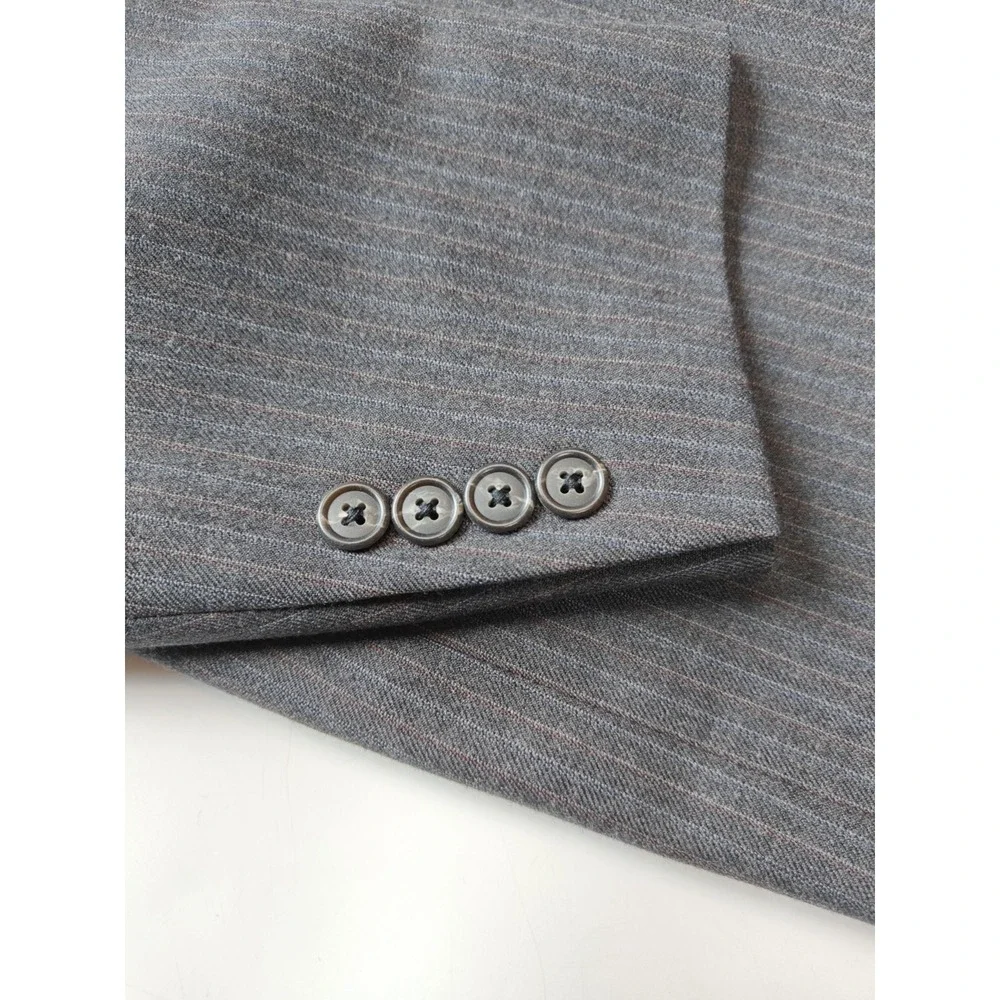Hart Schaffner Marx 39L Gray Wool Blazer Mens 2 Button Sport Coat USA Striped